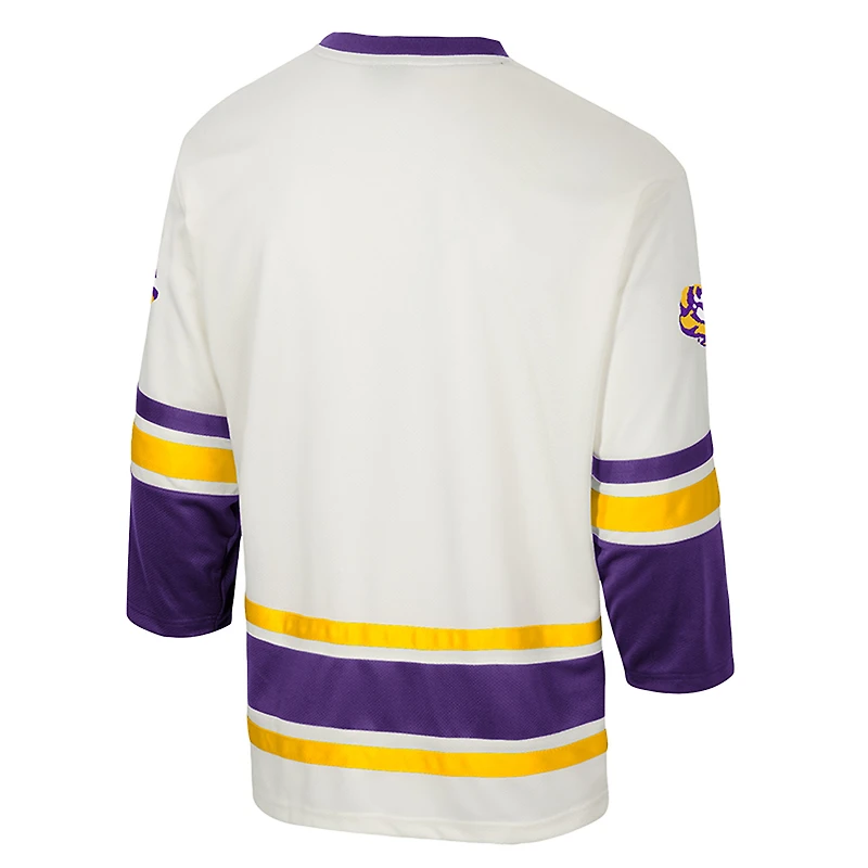 Maillot de hockey tendance Colosseum Cream LSU Tigers pour homme, avec une rondelle fière