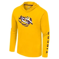 Men's Colosseum Gold LSU Tigers Logo Lockup Active Blend Long Sleeve  T-Shirt Hoodie
