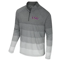 Coupe-vent à glissière quart de zip en maille rayée raglan gris Colosseum pour homme LSU Tigers AI