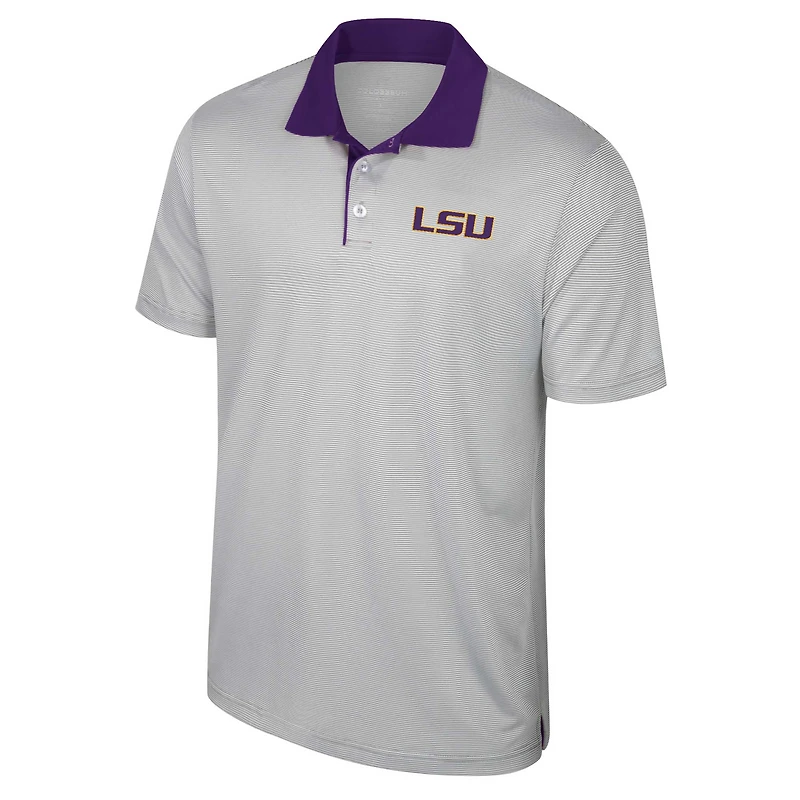 Men's Colosseum Gray LSU Tigers Big & Tall Tuck Striped Polo