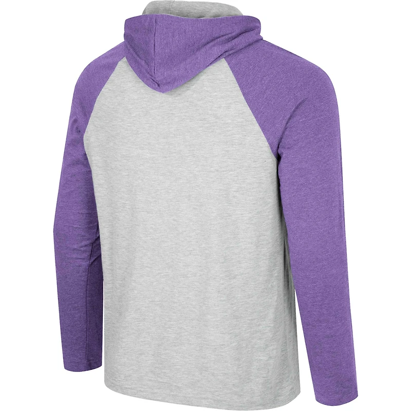 T-shirt à capuche manches longues Colosseum Heather Grey LSU Tigers Hasta La Vista Raglan pour hommes