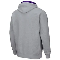 Men's Colosseum Heathered Gray LSU Tigers Arch & Logo 3.0 Full-Zip Hoodie
