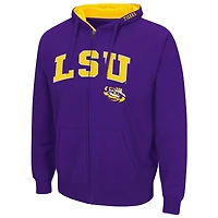 Men's Colosseum Purple LSU Tigers Arch & Logo 3.0 Full-Zip Hoodie