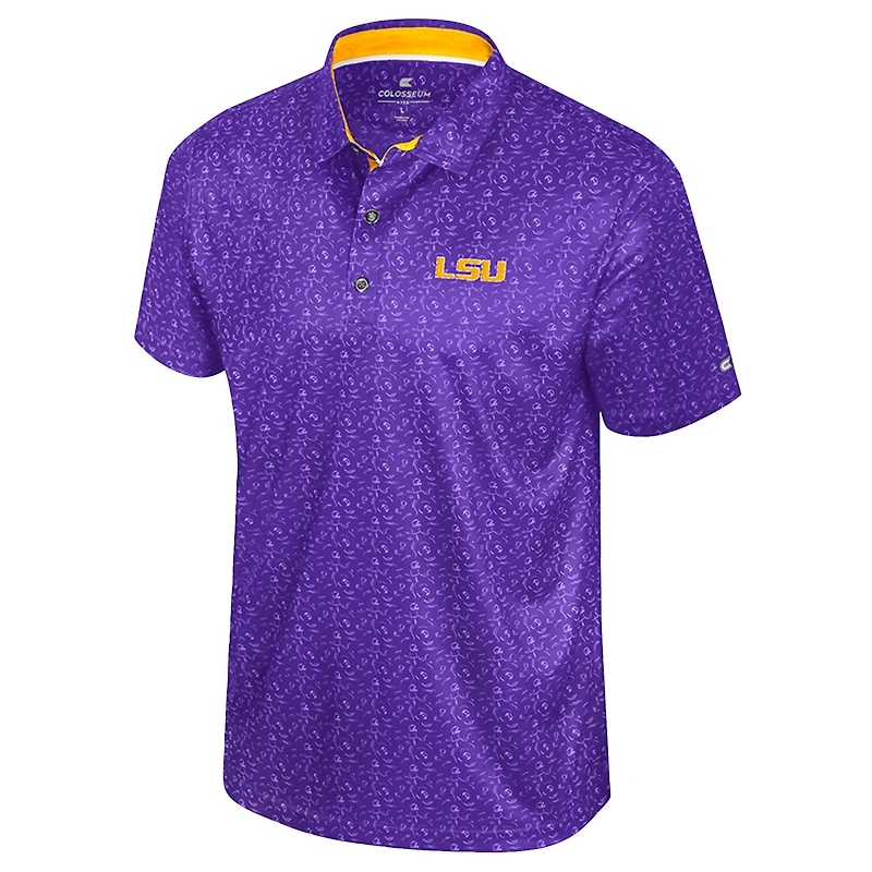 Polo imprimé football violet Colosseum pour homme des LSU Tigers