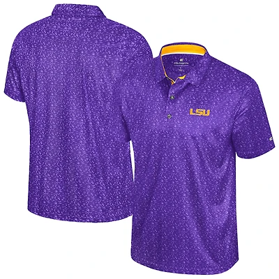 Polo imprimé football violet Colosseum pour homme des LSU Tigers