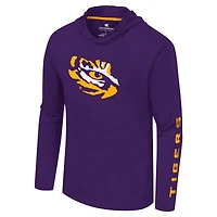 T-shirt à capuche manches longues avec logo Colosseum Purple LSU Tigers Lockup Active Blend pour hommes