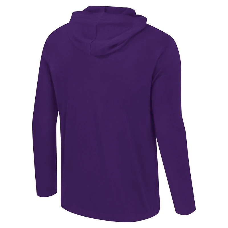 T-shirt à capuche manches longues avec logo Colosseum Purple LSU Tigers Lockup Active Blend pour hommes