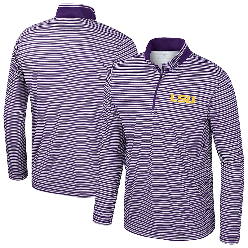Haut rayé à glissière quart de tour violet Colosseum pour homme des LSU Tigers