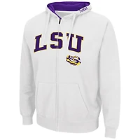 Men's Colosseum White LSU Tigers Arch & Logo 3.0 Full-Zip Hoodie