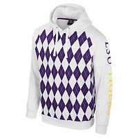 Men's Colosseum White LSU Tigers The Dealio Raglan Pullover Hoodie