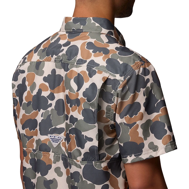 Men's Columbia Camo LSU Tigers Super Slack Tide Omni-Wick Button-Up Shirt