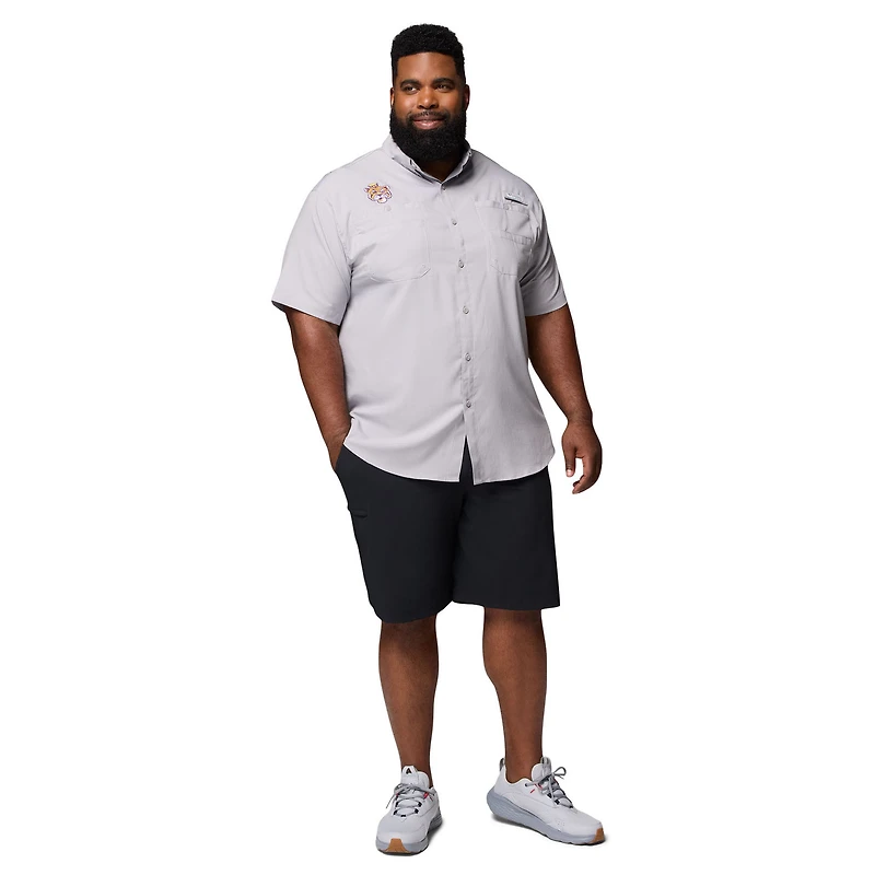 Men's Columbia  Gray LSU Tigers Big & Tall Tamiami Omni-Shade Button-Down Shirt
