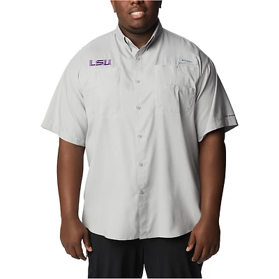 Chemise boutonnée Columbia grise LSU Tigers grandes tailles Tamiami Omni-Shade pour homme