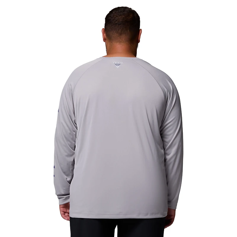 T-shirt Omni-Shade à manches longues pour homme Columbia Gray LSU Tigers, taille grande et