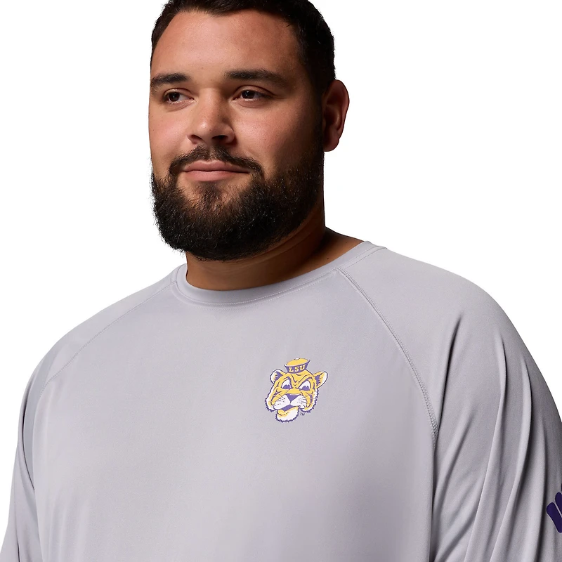 Men's Columbia  Gray LSU Tigers Big & Tall Terminal Tackle Long Sleeve Omni-Shade T-Shirt