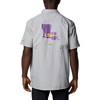 Chemise boutonnée Columbia LSU Tigers PFG Slack Tide™ Omni-Shade™ pour homme Gris