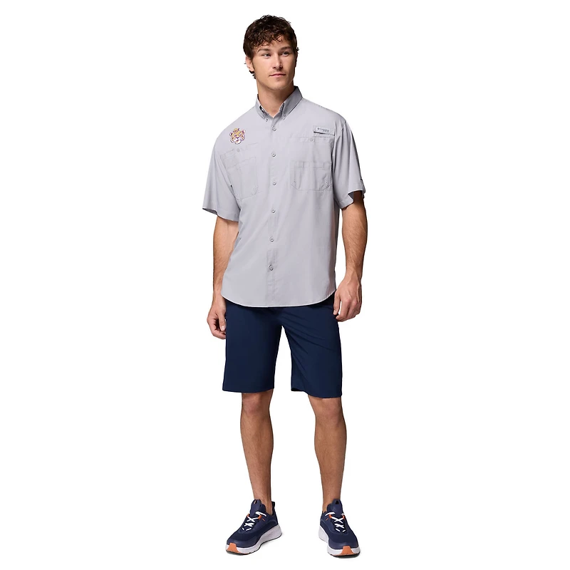 Men's Columbia Gray LSU Tigers Tamiami Omni-Shade Button-Down Shirt
