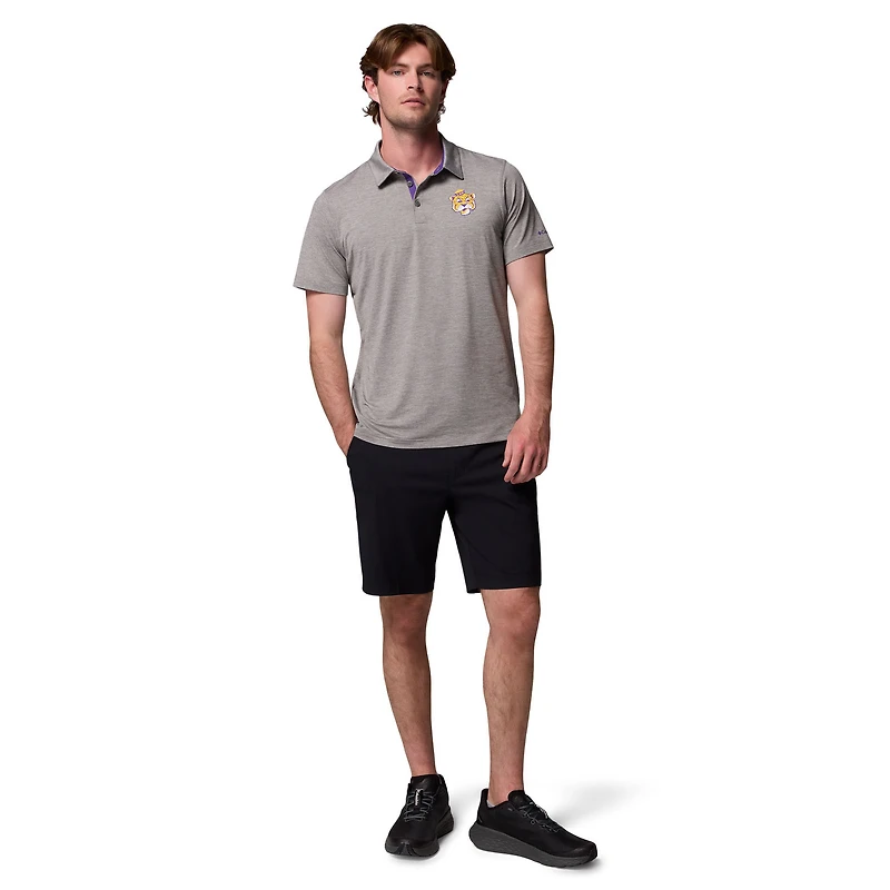 Polo Tech Trail gris Columbia pour homme des Tigers de LSU