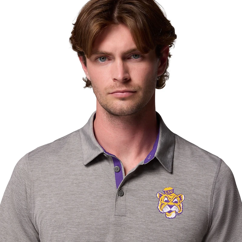 Men's Columbia Gray LSU Tigers Tech Trail Polo