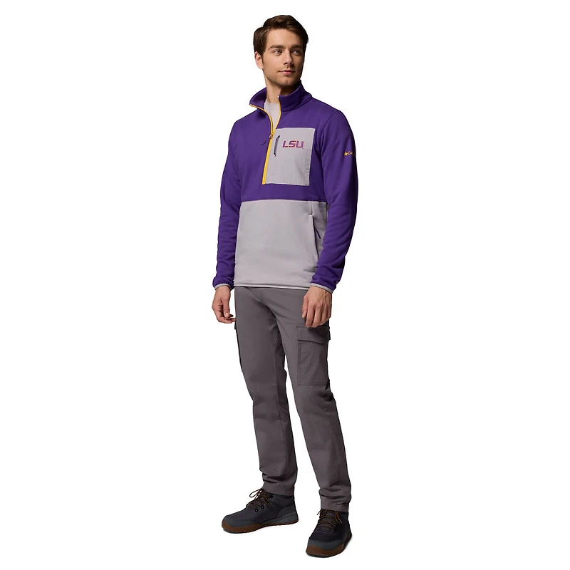 Pull Columbia LSU Tigers Hike Omni-Wick à demi-zip violet/gris pour homme