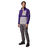 Pull Columbia LSU Tigers Hike Omni-Wick à demi-zip violet/gris pour homme