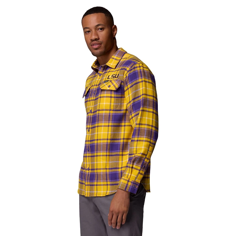 Men's Columbia  Purple LSU Tigers Flare Gun Omni-Wick Flannel Long Sleeve Button-Up Shirt