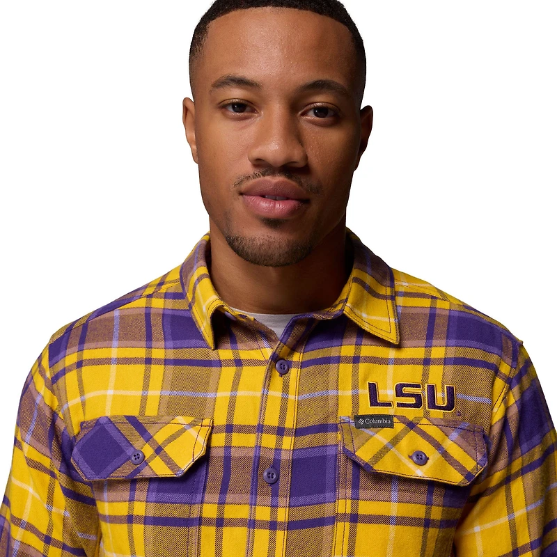 Men's Columbia  Purple LSU Tigers Flare Gun Omni-Wick Flannel Long Sleeve Button-Up Shirt