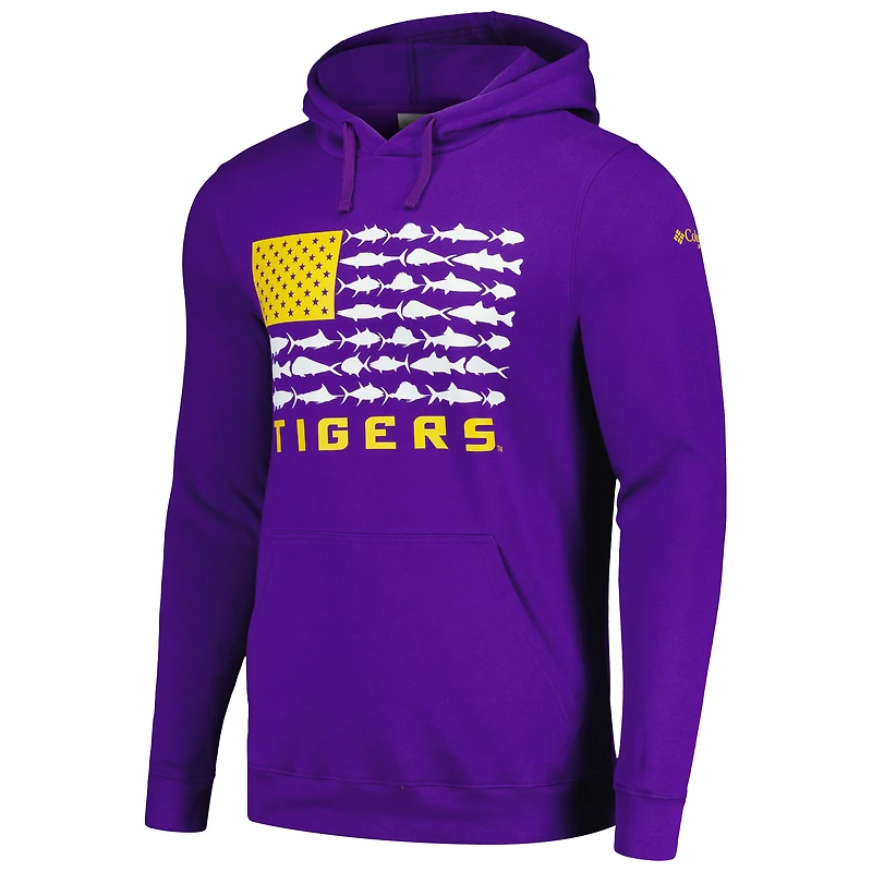 Sweat à capuche Columbia Purple LSU Tigers PFG Fish Flag II pour homme