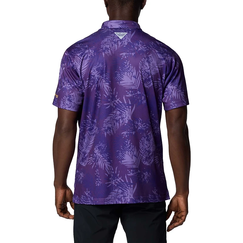 Polo Columbia violet LSU Tigers PFG Super Terminal Tackle™ Omni-Shade™ Bangalows pour homme