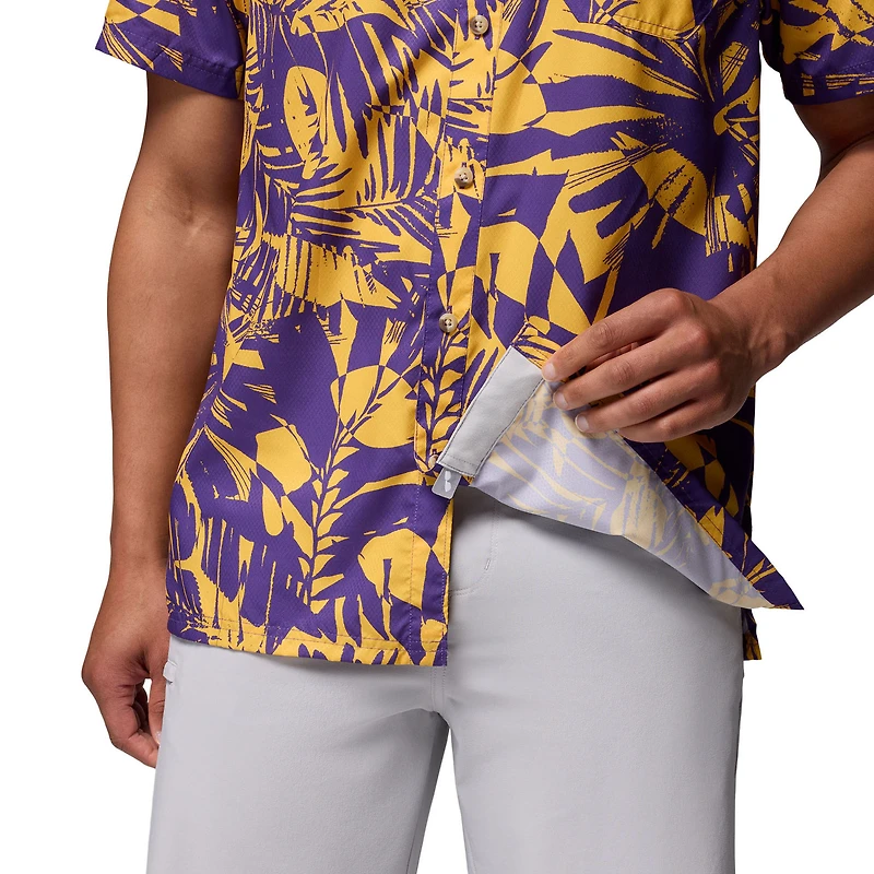 Men's Columbia Purple LSU Tigers Super Slack Tide Omni-Wick Button-Up Shirt