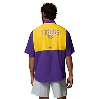 Men's Columbia Purple LSU Tigers Tamiami Colorblock Omni-Shade Button-Down Shirt