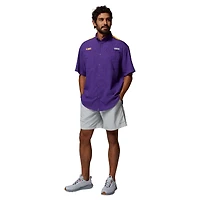 Men's Columbia Purple LSU Tigers Tamiami Colorblock Omni-Shade Button-Down Shirt