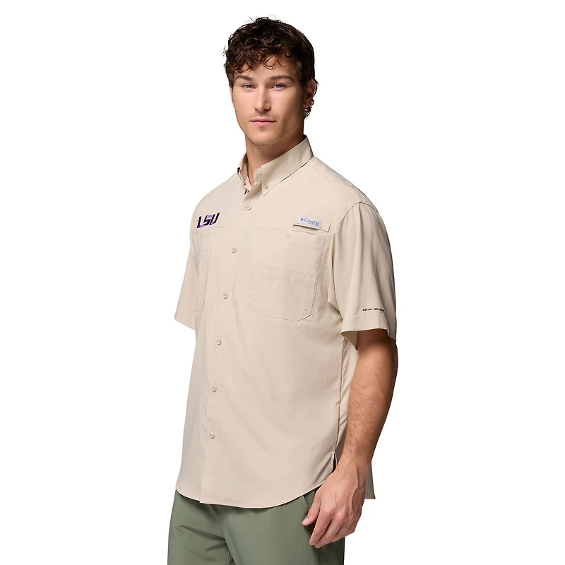Men's Columbia Tan LSU Tigers Tamiami Omni-Shade Button-Down Shirt