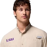 Men's Columbia Tan LSU Tigers Tamiami Omni-Shade Button-Down Shirt