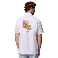 Men's Columbia White LSU Tigers Slack Tide Camp Button-Up Shirt