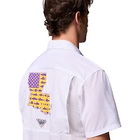 Men's Columbia White LSU Tigers Slack Tide Camp Button-Up Shirt