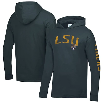 T-shirt à capuche manches longues ComfortWash Anthracite LSU Tigers pour homme