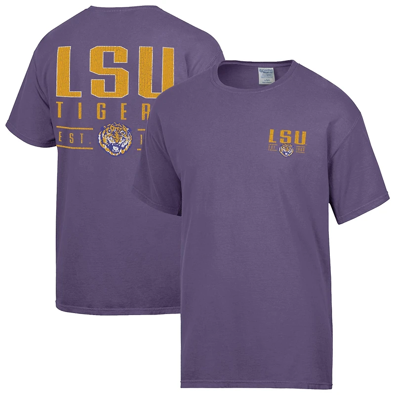 T-shirt violet ComfortWash pour homme, grand nom des Tigers de LSU