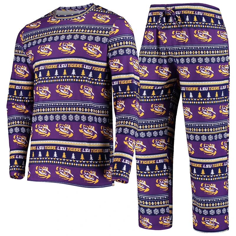 Concepts Sport pour hommes LSU Tigers Ugly Sweater Ensemble haut à manches longues et pantalon en tricot violet