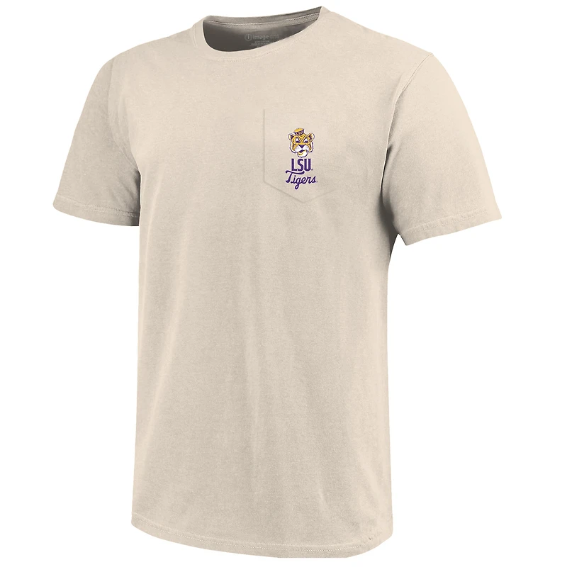 Men's Cream LSU Tigers Big & Tall Mascot Overlay Essential Pocket T-Shirt