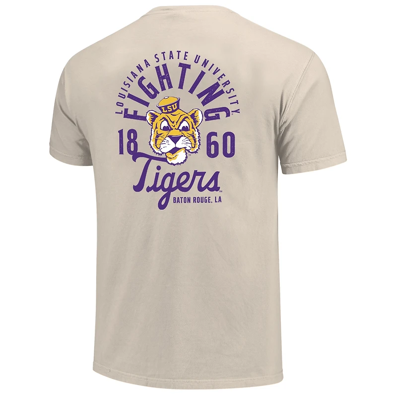 Men's Cream LSU Tigers Big & Tall Mascot Overlay Essential Pocket T-Shirt