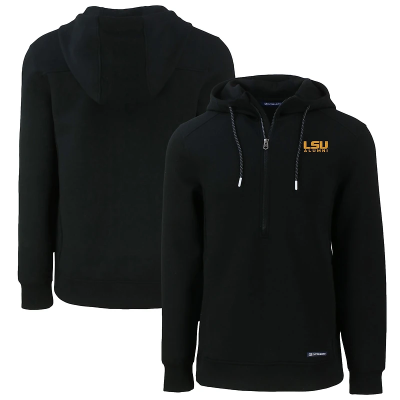 Sweat à capuche demi-zippé écologique recyclé pour homme, noir, avec logo Roam des anciens LSU Tigers, Cutter & Buck
