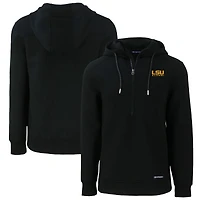 Sweat à capuche demi-zippé écologique recyclé pour homme, noir, avec logo Roam des anciens LSU Tigers, Cutter & Buck