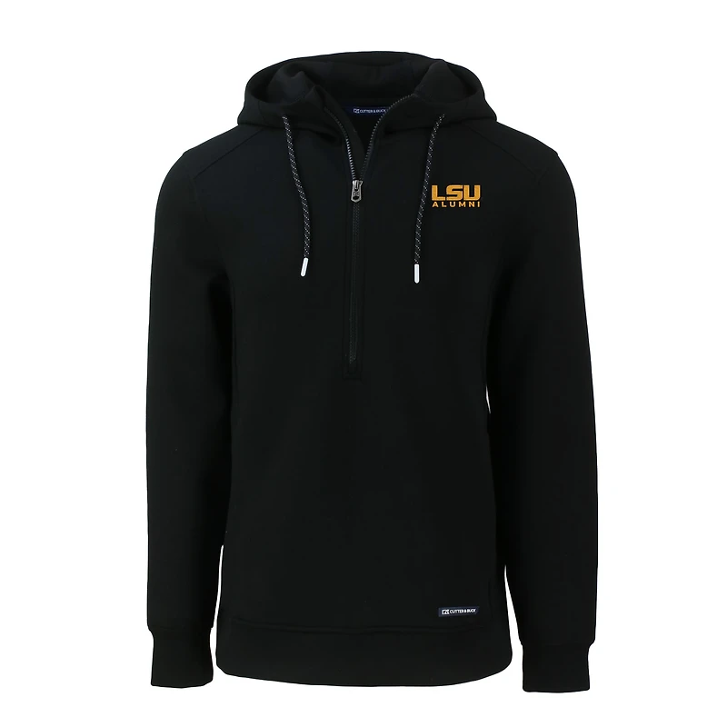 Men's Cutter & Buck  Black LSU Tigers Alumni Logo Roam Eco Recycled Half-Zip Pullover Hoodie