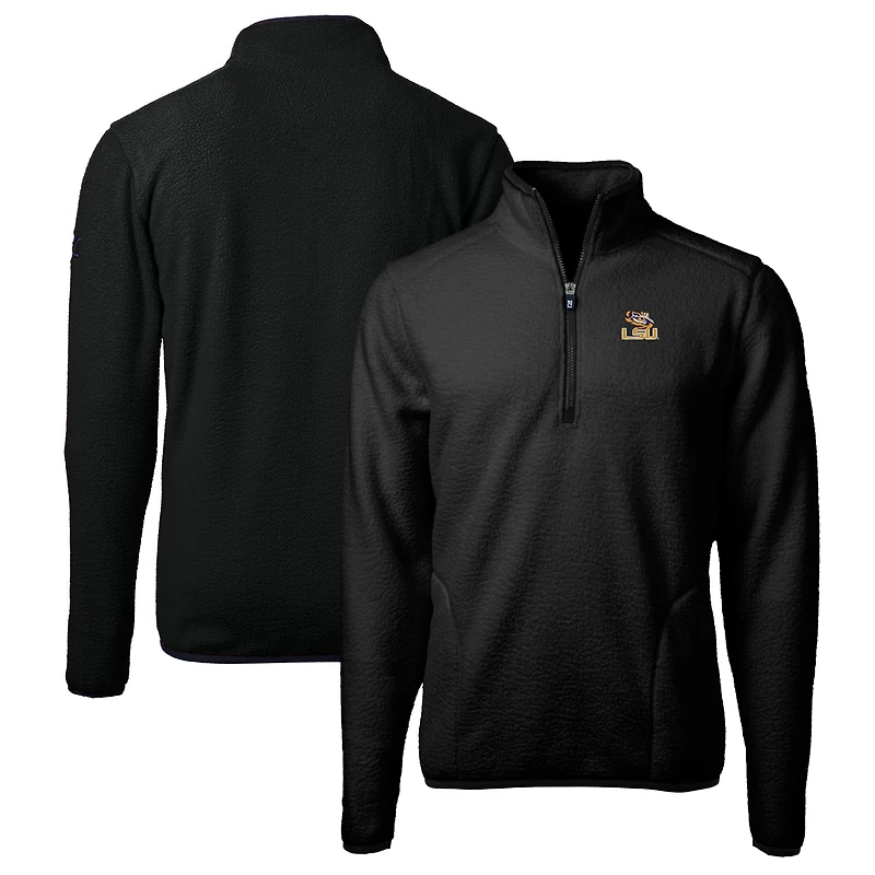 Veste polaire à quart de zip Cascade Eco Sherpa pour homme, noire, Cutter & Buck, LSU Tigers, grande taille