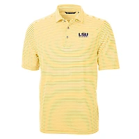 Men's Cutter & Buck  Gold LSU Tigers Alumni Logo Virtue Eco Pique Stripe Recycled Polo