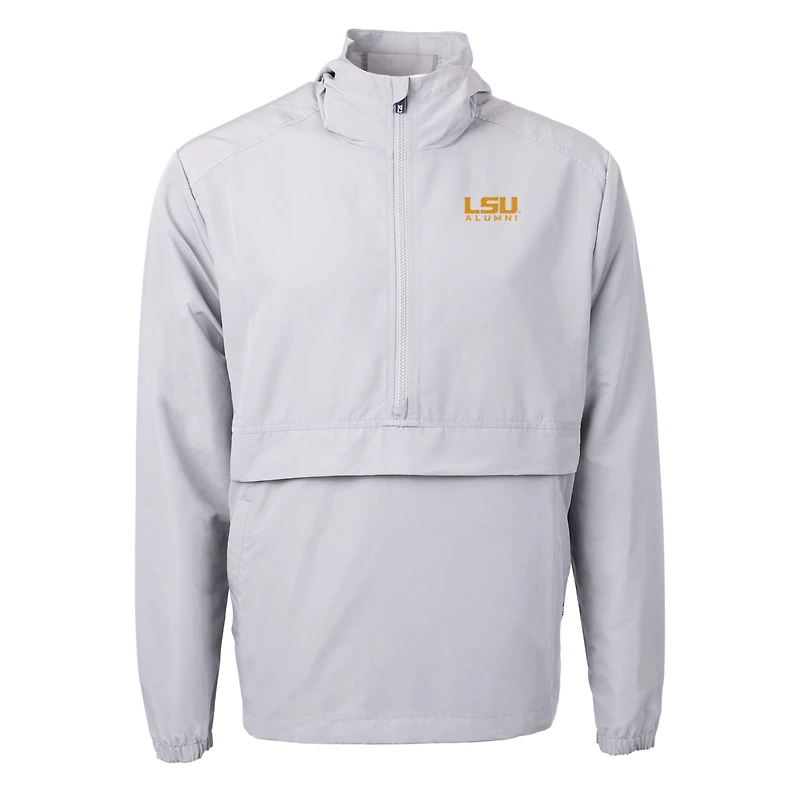 Men's Cutter & Buck  Gray LSU Tigers Alumni Logo Charter Eco Knit Recycled Anorak Half-Zip Jacket