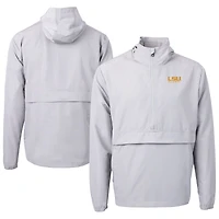Veste anorak demi-zipée en tricot recyclé écologique avec logo Charter des anciens élèves LSU Tigers, gris Cutter & Buck, pour homme