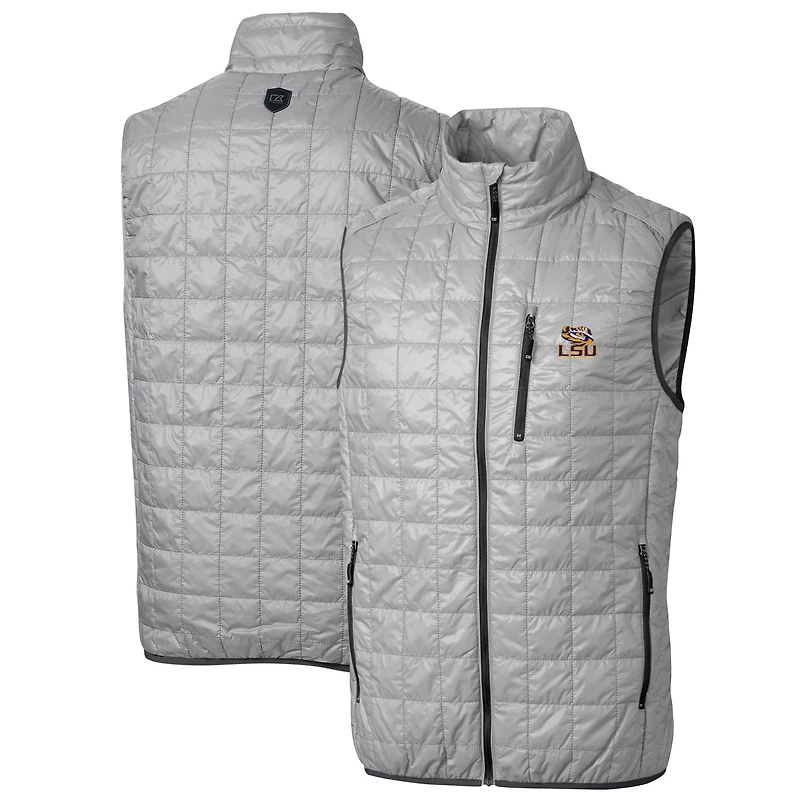 Gilet matelassé Rainier PrimaLoft Eco à fermeture éclair intégrale pour homme, gris Cutter & Buck, LSU Tigers, grandes tailles