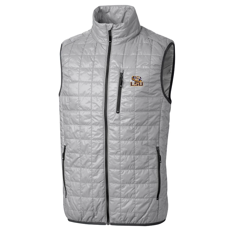 Gilet matelassé Rainier PrimaLoft Eco à fermeture éclair intégrale pour homme, gris Cutter & Buck, LSU Tigers, grandes tailles